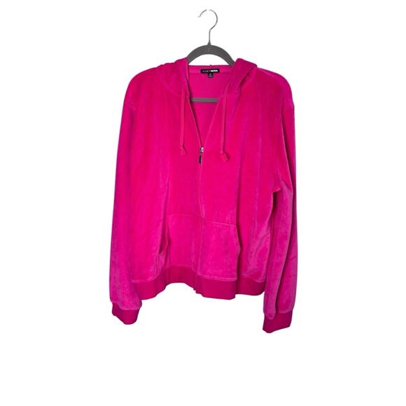 Fashion Nova Tops - Fashion Nova Hot Pink Velour Zip Up Hoodie Plus Size 2X